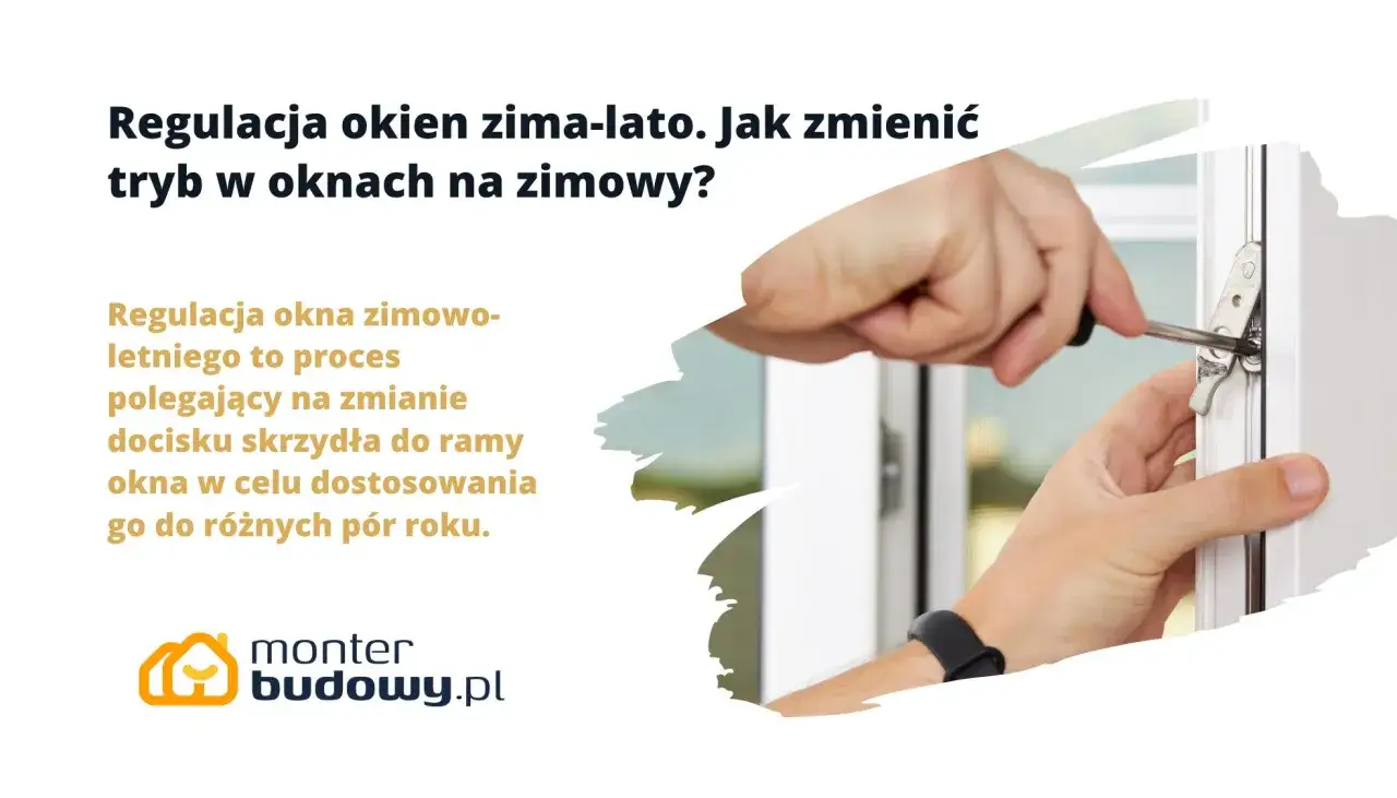Regulacja okien na zimę: ręka dokręca śrubę w oknie, by zmienić docisk skrzydła. Przygotuj dom na chłody.