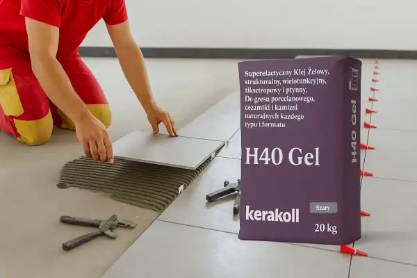 Układanie płytek z użyciem H40 Gel – jaki klej do płytek wybrać? Ten superelastyczny klej żelowy Kerakoll sprawdzi się idealnie.